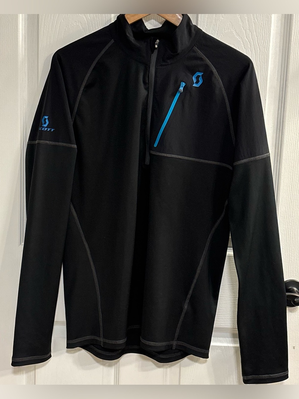 Scott Black Performance Half-Zip Jacket with Blue Accents